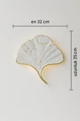 ASZEN Beyaz Gold Damarlı Mabet Yaprağı Aplik – 35×32 cm | 9V Pilli Işıklı Reçine Dekor thumbnail 4