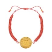 Gekas Kuyumculuk 22 Ayar Yeni Yarım Altın Pembe Renkli İpli Bileklik thumbnail 2