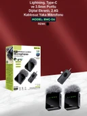 Lightining Type-C 3.5mm Uyumlu Dijital Ekranlı 2.4G Kablosuz Çift Yaka Mikrofonu Pro++ thumbnail 8