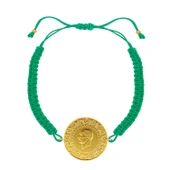 Gekas Kuyumculuk 22 Ayar Yeni Tam Altın Yeşil Renkli İpli Bileklik thumbnail 2