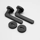 Oda Tipi Kapı Kolu Rozetli Mat Siyah Sağ Sol Uygun Modern İç Kapı Kilitli 1 Takım thumbnail 3