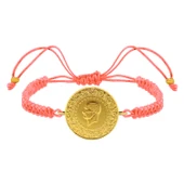 Gekas Kuyumculuk 22 Ayar Yeni Tam Altın Açık Pembe Renkli İpli Bileklik thumbnail 3