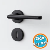 Oda Tipi Kapı Kolu Rozetli Mat Siyah Sağ Sol Uygun Modern İç Kapı Kilitli 1 Takım thumbnail 1