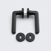 Oda Tipi Kapı Kolu Rozetli Mat Siyah Sağ Sol Uygun Modern İç Kapı Kilitli 1 Takım thumbnail 2