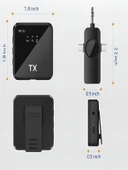 Lightining Type-C 3.5mm Uyumlu Dijital Ekranlı 2.4G Kablosuz Çift Yaka Mikrofonu Pro++ thumbnail 3