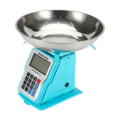 30kg 1g Dijital Kefeli Terazi Pilli ve Adaptörlü Elektronik Tartı, Paslanmaz Çelik Tepsili Tutar Hesaplama Mavi thumbnail 3