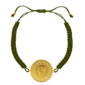 Gekas Kuyumculuk 22 Ayar Yeni Tam Altın Haki Renkli İpli Bileklik thumbnail 2