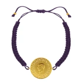 Gekas Kuyumculuk 22 Ayar Yeni Tam Altın Mor Renkli İpli Bileklik thumbnail 2