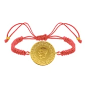 Gekas Kuyumculuk 22 Ayar Yeni Tam Altın Pembe Renkli İpli Bileklik thumbnail 3