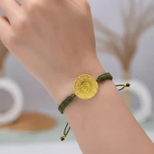 Gekas Kuyumculuk 22 Ayar Yeni Tam Altın Haki Renkli İpli Bileklik thumbnail 1