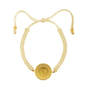 Gekas Kuyumculuk 22 Ayar Yeni Tam Altın Krem Renkli İpli Bileklik thumbnail 2