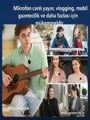 Lightining Type-C 3.5mm Uyumlu Dijital Ekranlı 2.4G Kablosuz Çift Yaka Mikrofonu Pro++ thumbnail 7