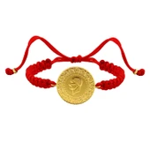 Gekas Kuyumculuk 22 Ayar Yeni Tam Altın Kırmızı Renkli İpli Bileklik thumbnail 3