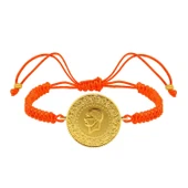 Gekas Kuyumculuk 22 Ayar Yeni Tam Altın Turuncu Renkli İpli Bileklik thumbnail 3