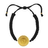 Gekas Kuyumculuk 22 Ayar Yeni Tam Altın Siyah Renkli İpli Bileklik thumbnail 2