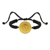 Gekas Kuyumculuk 22 Ayar Yeni Tam Altın Siyah Renkli İpli Bileklik thumbnail 3