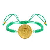 Gekas Kuyumculuk 22 Ayar Yeni Tam Altın Yeşil Renkli İpli Bileklik thumbnail 3