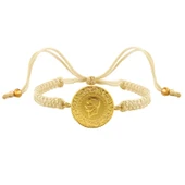 Gekas Kuyumculuk 22 Ayar Yeni Tam Altın Krem Renkli İpli Bileklik thumbnail 3