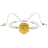 Gekas Kuyumculuk 22 Ayar Yeni Tam Altın Beyaz Renkli İpli Bileklik thumbnail 3