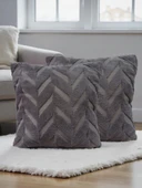 İskandinav Stil Peluş Yumuşak Dokulu Dekoratif Kırlent Kılıfı 2’li Set 43x43 cm thumbnail 3
