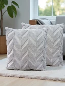 İskandinav Stil Peluş Yumuşak Dokulu Dekoratif Kırlent Kılıfı 2’li Set 43x43 cm thumbnail 2