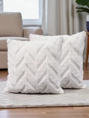 İskandinav Stil Peluş Yumuşak Dokulu Dekoratif Kırlent Kılıfı 2’li Set 43x43 cm thumbnail 4