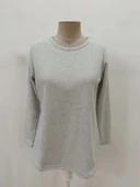 MDB Kadın Uzun Kollu Yuvarlak Yaka Arkadan Düğmeli Waffle Bluz thumbnail 4