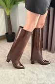 Kadın Cosvel Kahve Rugan Tak Cıkar Detaylı Çizme thumbnail 5