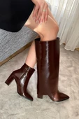 Kadın Cosvel Kahve Rugan Tak Cıkar Detaylı Çizme thumbnail 3
