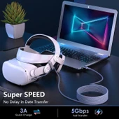 Daytona Vr-C Oculus Quest ile Uyumlu Vr5 Link Kablosu 5 M, 5gbps USB 3.2 Gen 1 Hızlı Veri Aktarımı, Hızlı Şarj Usb-C, Quest 2 Uyumlu (Type C To Type C) Kablo thumbnail 4