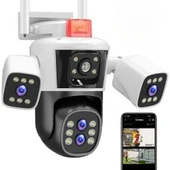 INOX-X104 Dört Lensli Wifi PTZ Kamera 3 MP Gece Görüşlü Siyah Beyaz Tüm Mekanlar İçin thumbnail 2