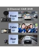 V20 Araç Içi Dikiz Dashcam 3 Kameralı Wifi Araç Kamerası thumbnail 2