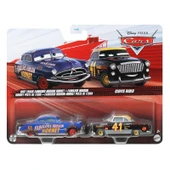 Disney Cars İkili Karakter Araçlar Dirt Track Fabulous Hudson Hornet & Clovis Rider DXV99 JDH44 thumbnail 1