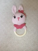 Amigurumi  Miniklerden Pembe Tavşan Çıngırak Sağlıklı Oyuncak El Örgüsü thumbnail 3