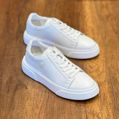 Kalın Ortopedik Tabanlı %100 Deri Sneaker Spor Ayakkabı - Beyaz thumbnail 4