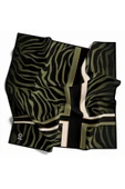 Twill Zebra Desenli Siyah - Haki Renkli 90x90 Eşarp (İpek İçermez) Dikim Şekli : El Dikişi thumbnail 1