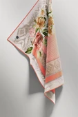 Twill Çiçek Desenli Somon Renkli 90x90 Eşarp (İpek İçermez) Kenar Dikiş Şekli El Dikişli thumbnail 3