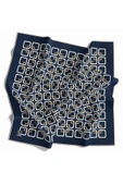 Twill Geometrik Desenli Lacivert Renkli 90x90 Eşarp (İpek İçermez) Kenar Dikiş Şekli El Dikişli thumbnail 1