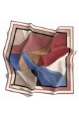 Twill Geometrik Desenli Gül Kurusu Renkli 90x90 Eşarp (İpek İçermez) Kenar Dikiş Şekli El Dikişli thumbnail 1