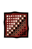 Twill Gold Detaylı Kare Desenli Bordo - Siyah Renkli 90x90 Eşarp (İpek İçermez) Kenar Dikiş Şekli El Dikişli thumbnail 2