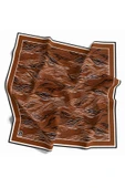 Twill Soyut Çizgi Desenli Taba Renkli 90x90 Eşarp (İpek İçermez) Kenar Dikiş Şekli El Dikişli thumbnail 1
