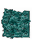 Twill Soyut Çizgi Desenli Petrol Yeşili Renkli 90x90 Eşarp (İpek İçermez) Kenar Dikiş Şekli El Dikişli thumbnail 1