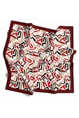 Twill Geometrik Desenli Bordo Renkli 90x90 Eşarp (İpek İçermez) Kenar Dikiş Şekli El Dikişli thumbnail 1