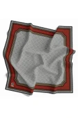 Twill Geometrik Çıtır Desenli Kırmızı Renkli 90x90 Eşarp (İpek İçermez) Kenar Dikiş Şekli El Dikişli thumbnail 1