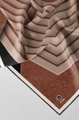 Twill Zigzag Desenli Bakır Renkli 90x90 Eşarp (İpek İçermez) Kenar Dikiş Şekli El Dikişli thumbnail 3