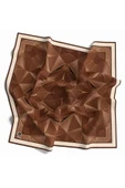 Twill Geometrik Desenli Vizon Renkli 90x90 Eşarp (İpek İçermez) Kenar Dikiş Şekli El Dikişli thumbnail 2