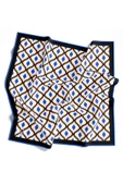 Twill Geometrik Daire Desenli Saks Renkli 90x90 Eşarp (İpek İçermez) Dikim Şekli : El Dikişi thumbnail 3