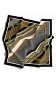 Twill Gold Çerçeveli Renkli Şerit Desenli Gri - Bej Renkli 90x90 Eşarp (İpek İçermez) Dikim Şekli : El Dikişi thumbnail 1