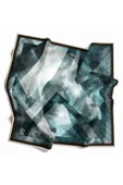 Twill Batik Desenli Petrol Yeşili Renkli 90x90 Eşarp (İpek İçermez) Dikim Şekli : El Dikişi thumbnail 2