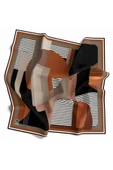 Twill Çizgili Ve Geometrik Desenli Taba Renkli 90x90 Eşarp (İpek İçermez) Kenar Dikiş Şekli El Dikişli thumbnail 1